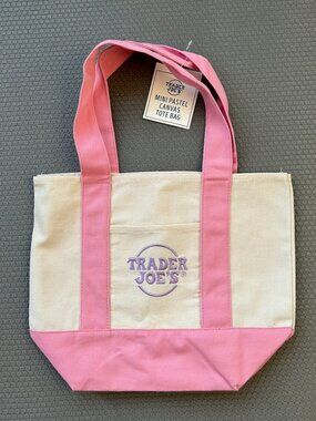 BNWT Trader Joe's mini tote, pastel PINK